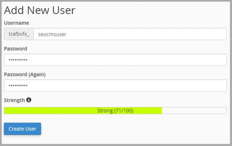 create user for seocms db